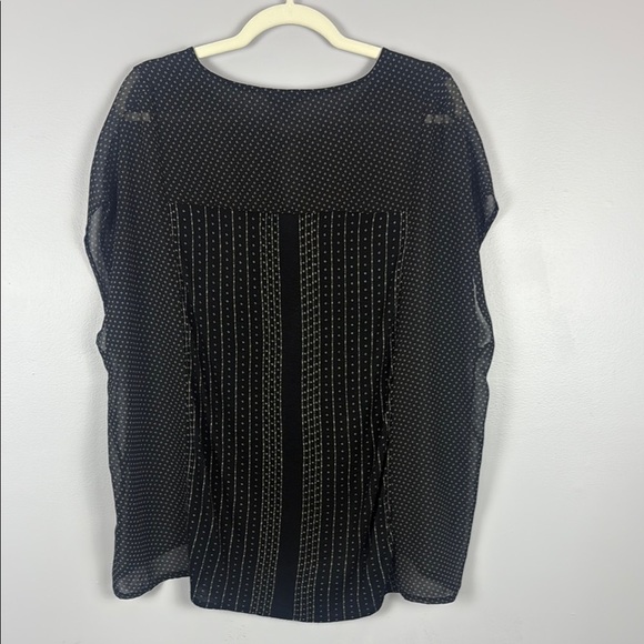 Lucky Brand Black Sheer Dolman Sleeve Keyhole Blouse Size Large - Picture 8 of 9